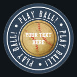 Vintage Baseball PLAY BOLL Födelsedagsfest Sticker Runt Klistermärke<br><div class="desc">Vintage Baseball PLAY BOLL Födelsedagsfest Stickers. Anpassa med valfri text.</div>