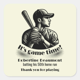 Vintage Baseball Player Men's 50th Birthday Fyrkantigt Klistermärke
