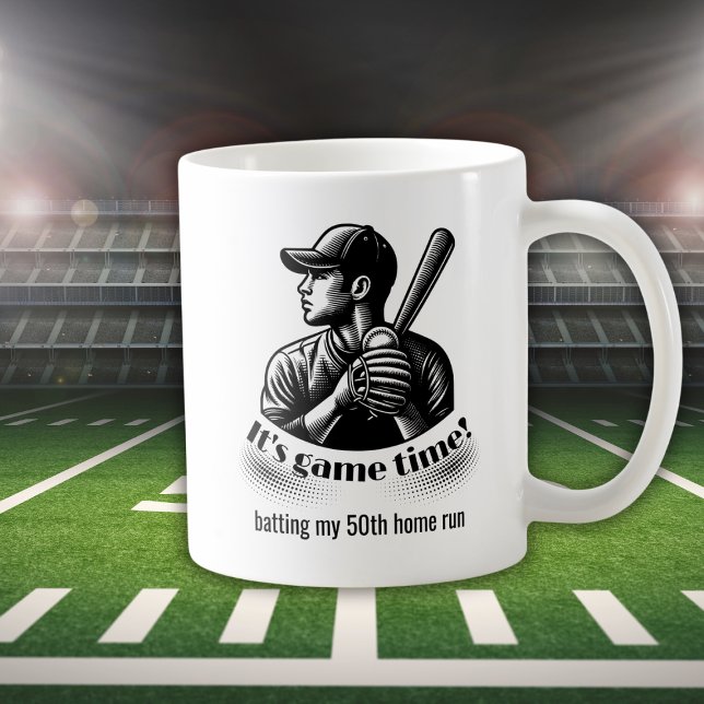 Vintage Baseball Player Men's 50th Birthday Kaffemugg (Skapare uppladdad)