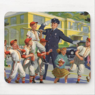 Vintage Baseball Players and Police Crossing Guard Musmatta