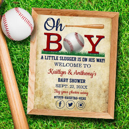 Vintage Baseball Pojkar Baby Shower Välkomstskylt Poster