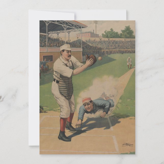 Vintage Baseball Poster inbjudan (Framsida)
