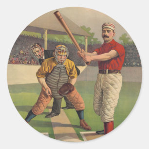 Vintage Baseball Poster Sticker Runt Klistermärke