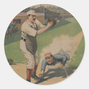 Vintage Baseball Poster Sticker Runt Klistermärke