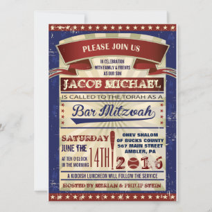 VINTAGE BASEBALL Pub Mitzvah-inbjudan Inbjudningar