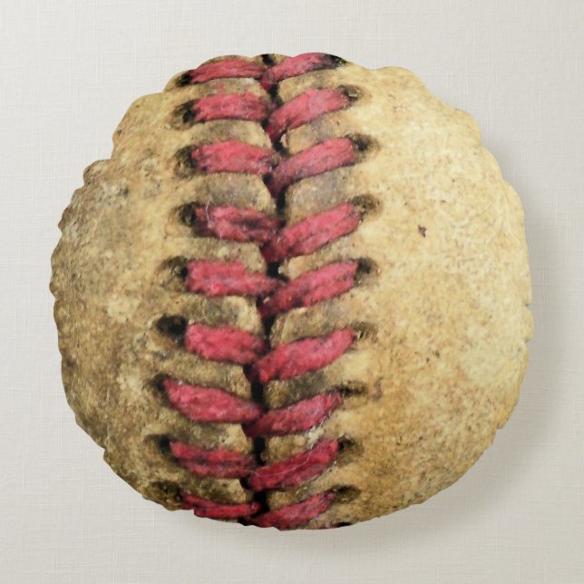 Vintage Baseball Rund Kudde (Framsidan)