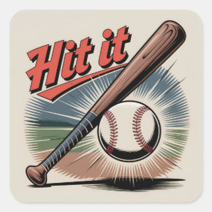 Vintage Baseball "Slå IT" Retro Sports Fyrkantigt Klistermärke
