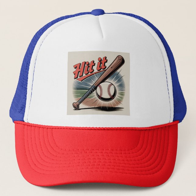 Vintage Baseball "Slå IT" Retro Sports Keps (Framsida)