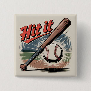 Vintage Baseball "Slå IT" Retro Sports Knapp