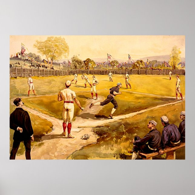 Vintage Baseball-spel Poster (Framsidan)