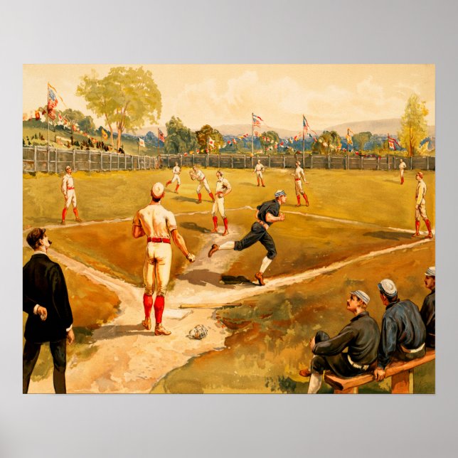 Vintage Baseball-spel Poster (Framsidan)