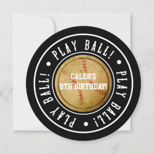 Vintage Baseball SPELA BOLL Svart festinbjudan Inbjudningar