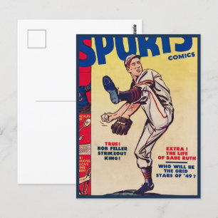Vintage Baseball Sports Retro Baseball Player Vykort