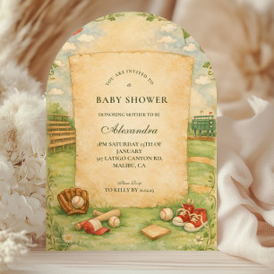 Vintage Baseball Storybook Baby Shower Inbjudningar