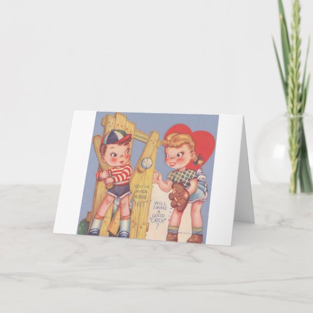 Vintage Baseball Valentindagskort Helgkort (Framsida)