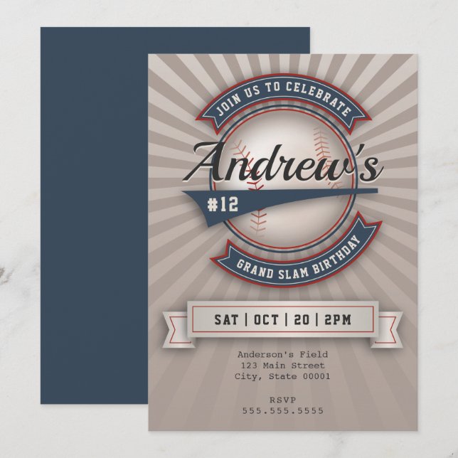 Vintage baseballinbjudan inbjudningar (Fram/baksida)