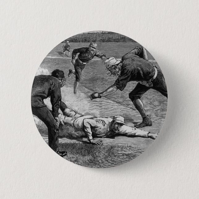 Vintage baseboll av Thure De Thulstrup, 1885 Knapp (Framsida)