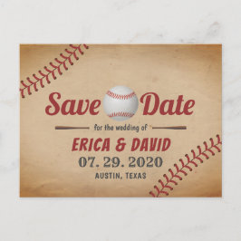 Vintage Baseboll Bröllop Save the Date Meddelande Vykort