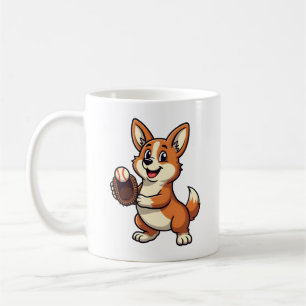 Vintage baseboll Corgi hundfångare Cartoon vektor Kaffemugg