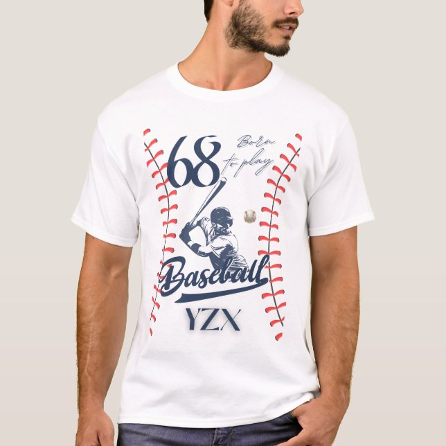 Vintage baseboll, född att spela t shirt (Framsida)