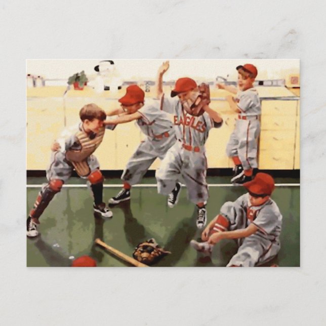 Vintage baseboll för barn vykort (Framsida)