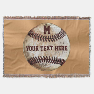 Vintage Baseboll Kastfilt YOUR TEXT, MONOGRAM Filt