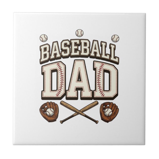 Vintage baseboll pappa fars dag kakelplatta (Framsidan)