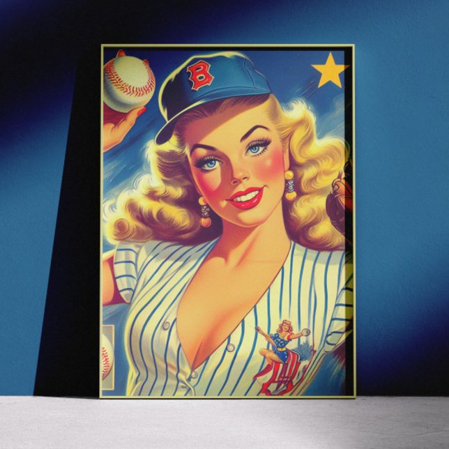 Vintage baseboll pinup poster (Skapare uppladdad)