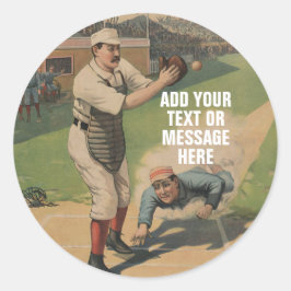 Vintage basebollmatch hemmabas runt klistermärke