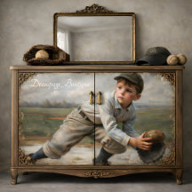 Vintage Basebollpojke decoupage