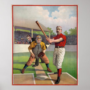 Vintage basebollspelare Affisch