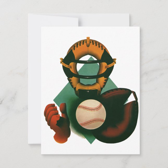 Vintage basebollspelare, catcher med handske (Framsida)