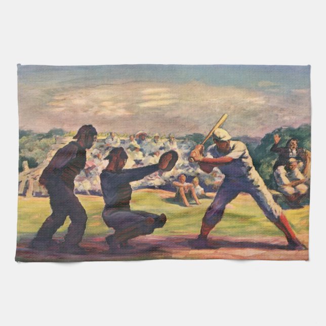 Vintage basebollspelare i en match kökshandduk (Horisontell)