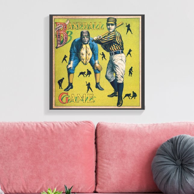 Vintage basebollspelare på hemmamatchen canvastryck (Insitu (Vardagsrum))