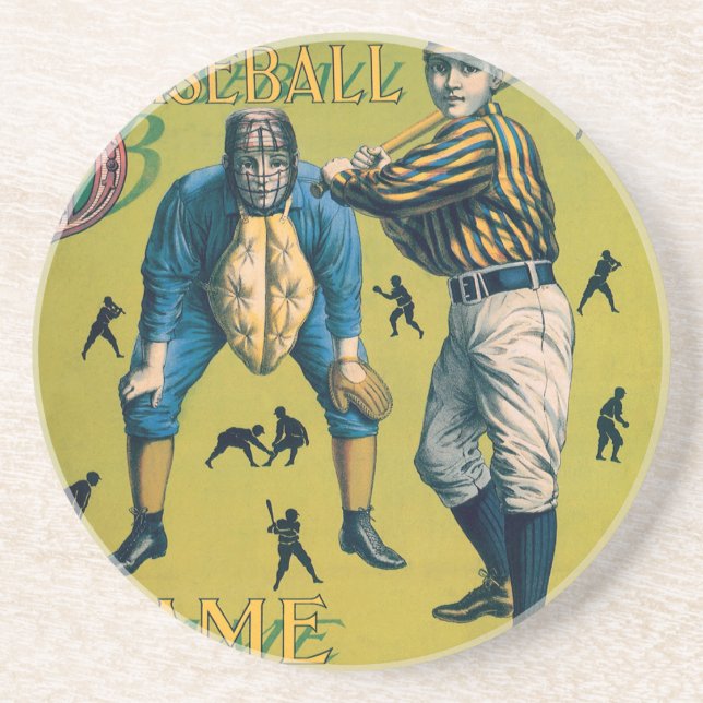 Vintage basebollspelare på hemmamatchen underlägg sandsten (Framsidan)