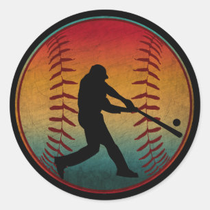 Vintage basebollspelare runt klistermärke