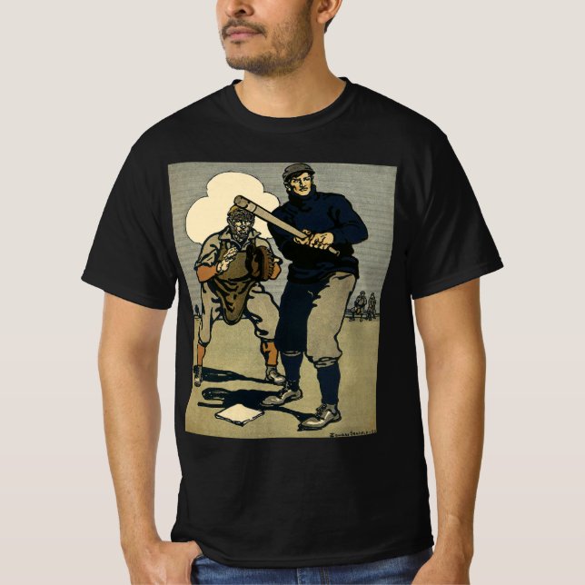 Vintage basebollspelare, stiliserad konst t shirt (Framsida)
