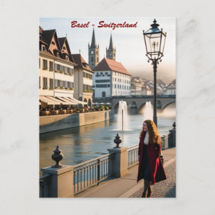 Vintage Basel & Salzburg vykort – Rhenfloden &