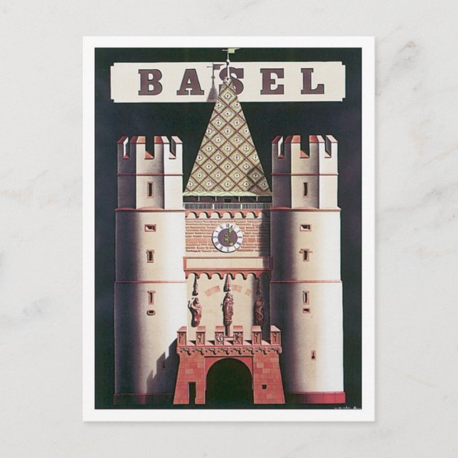 Vintage Basel Schweiz Vykort (Framsida)