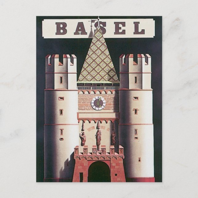 Vintage Basel Schweiz Vykort (Framsida)