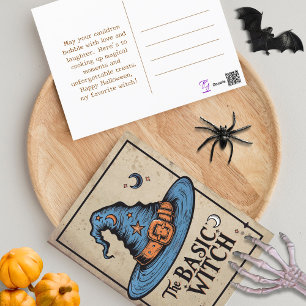 Vintage Basic Häxa Halloween Postkort Vykort