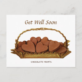 Vintage Basket av Chocolate Hearts kommer snart Vykort