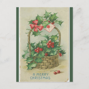 Vintage Basket i Berries jul Vykort