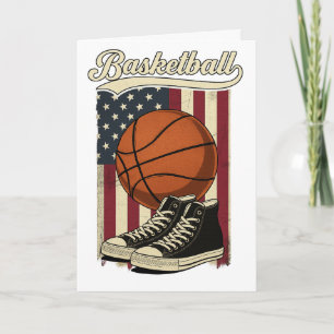 Vintage Basket USA Flag Retro Sneaker Design Kort