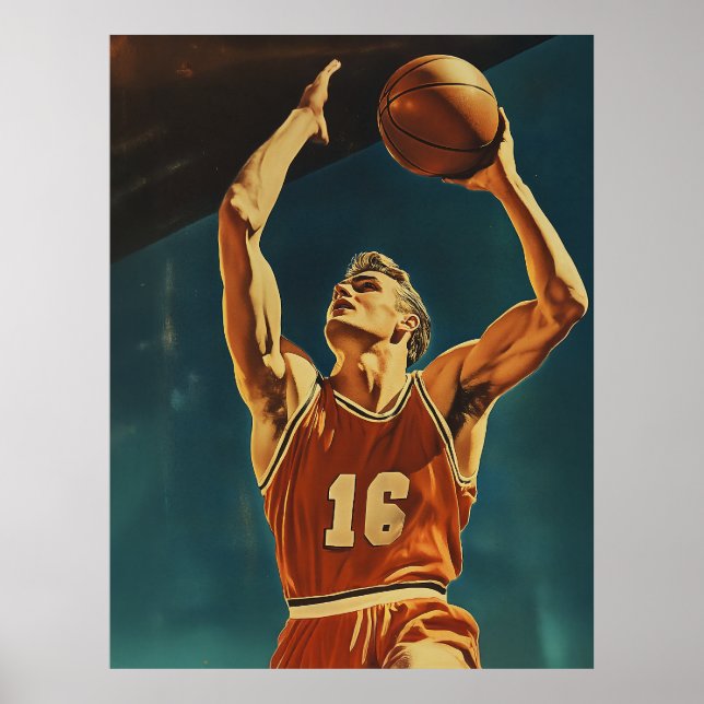 Vintage Basketball Action Shot Poster (Framsidan)