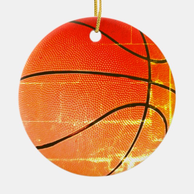 Vintage Basketball Gift Julgransprydnad Keramik (Framsidan)