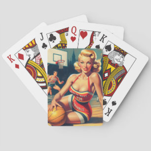Vintage Basketball Girl Casinokort