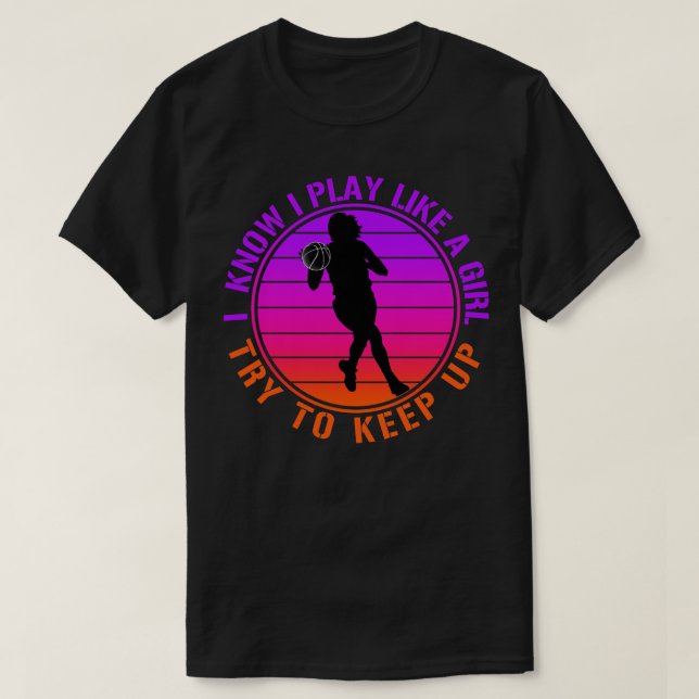 Vintage Basketball Girl T Shirt (Design framsida)