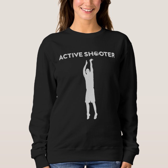 Vintage Basketball Player Active Shooter Basketbal T Shirt (Framsida)