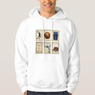 Vintage Basketball Stamps Sports Collection Hoodie